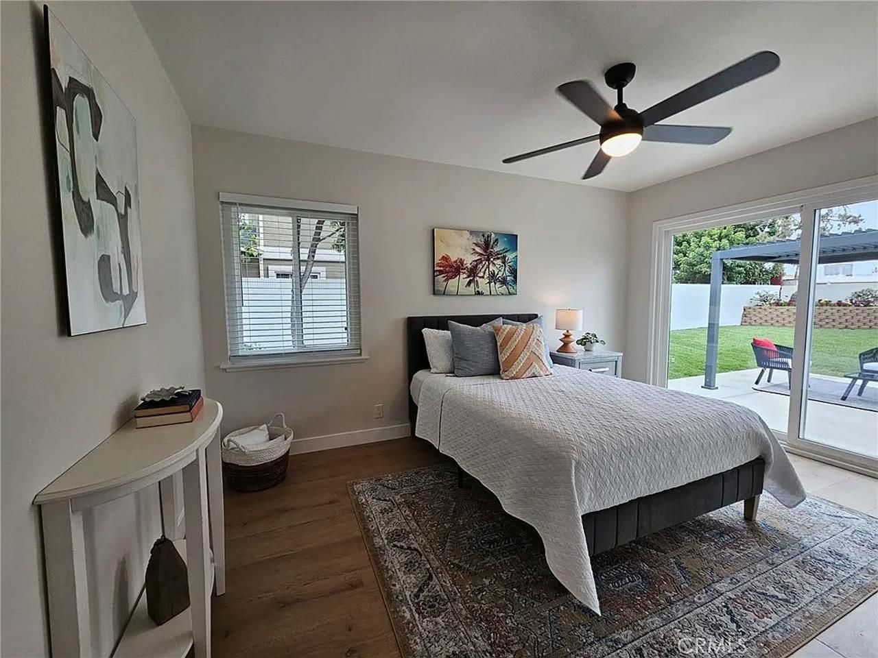 Dim, flat phone photo of a bedroom