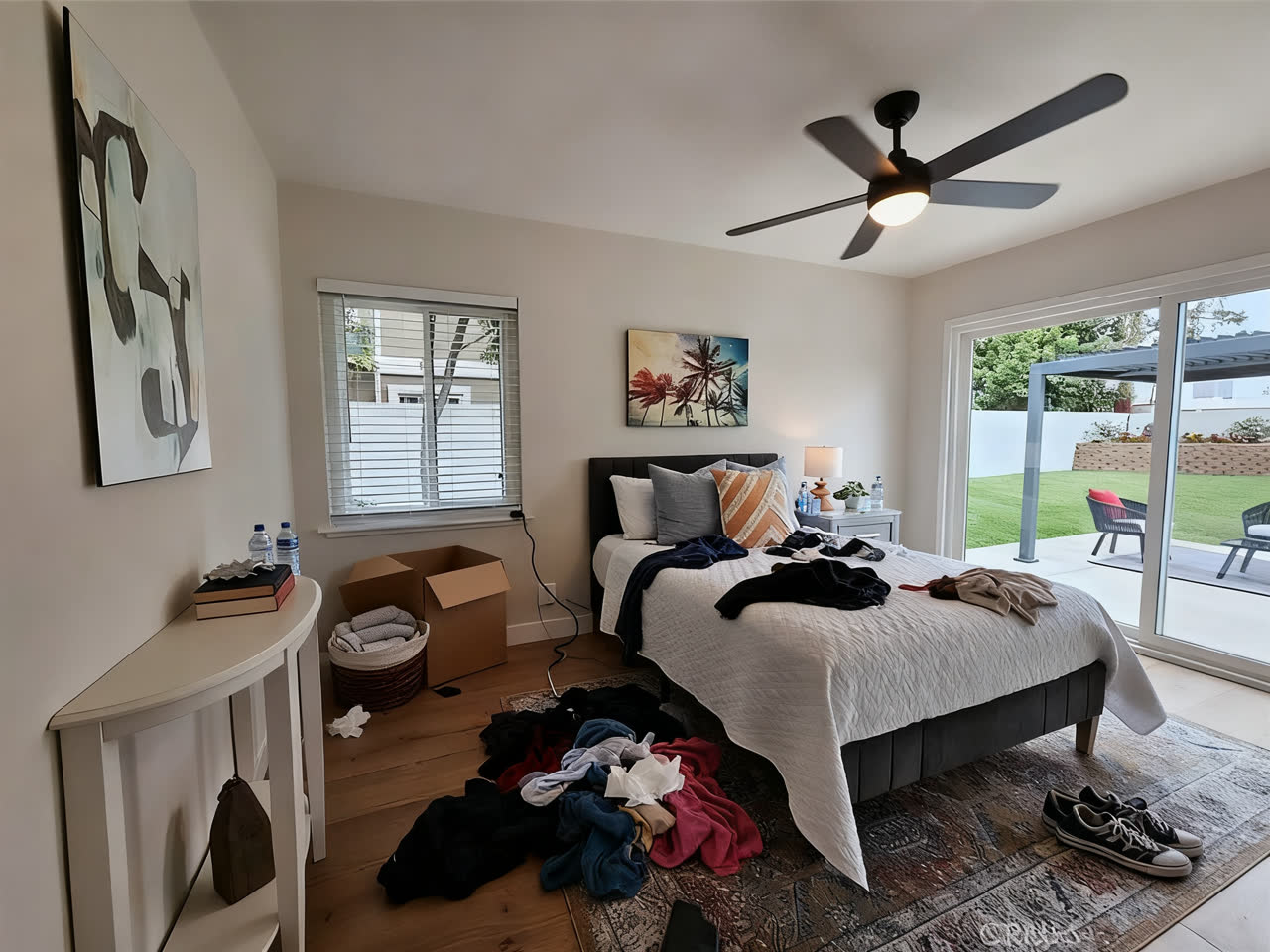 Lived-in bedroom, cleared — before